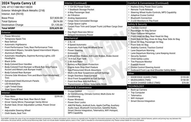 toyota camry 2024 4T1C11BK1RU118039 image toyota camry 2024 4T1C11BK1RU118039 image