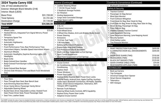 toyota camry 2024 4T1K61AK4RU255734 image toyota camry 2024 4T1K61AK4RU255734 image