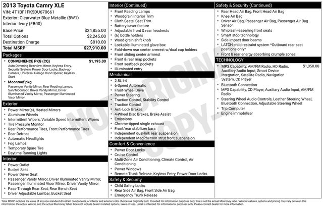toyota camry 2013 4T1BF1FK5DU670661 image toyota camry 2013 4T1BF1FK5DU670661 image
