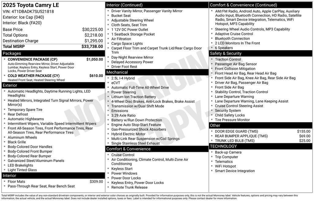 toyota camry 2025 4T1DBADK7SU521818 image toyota camry 2025 4T1DBADK7SU521818 image