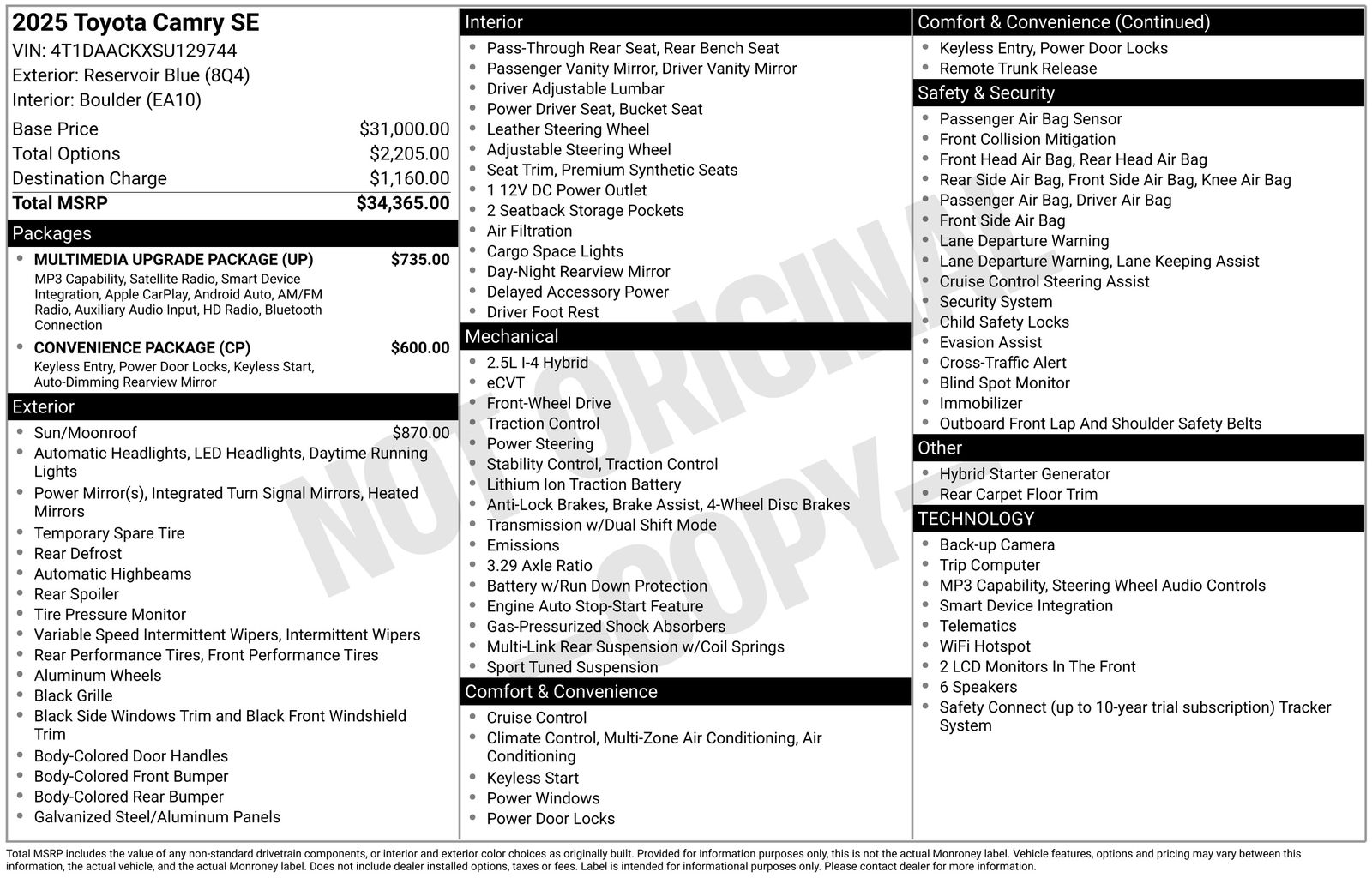 toyota camry 2025 4T1DAACKXSU129744 image toyota camry 2025 4T1DAACKXSU129744 image