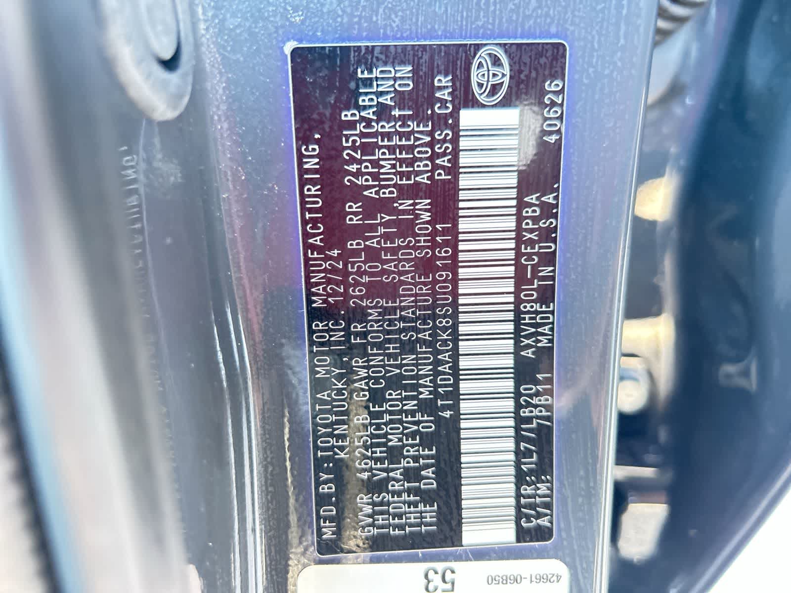 toyota camry 2025 4T1DAACK8SU091611 image toyota camry 2025 4T1DAACK8SU091611 image