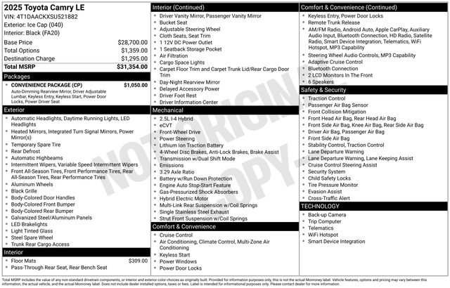 toyota camry 2025 4T1DAACKXSU521882 image toyota camry 2025 4T1DAACKXSU521882 image