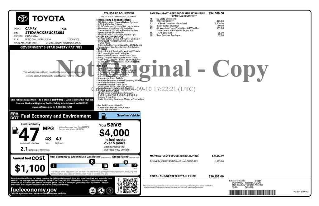 toyota camry 2025 4T1DAACK8SU053604 image toyota camry 2025 4T1DAACK8SU053604 image