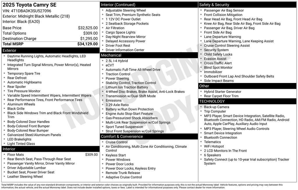 toyota camry 2025 4T1DBADK3SU527096 image toyota camry 2025 4T1DBADK3SU527096 image