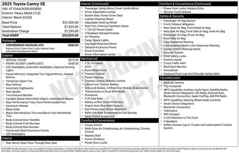 toyota camry 2025 4T1DAACKXSU593830 image toyota camry 2025 4T1DAACKXSU593830 image