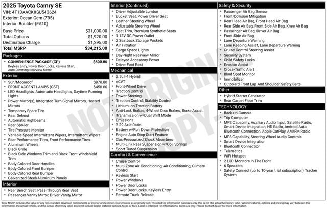 toyota camry 2025 4T1DAACKXSU543624 image toyota camry 2025 4T1DAACKXSU543624 image