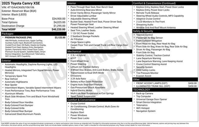 toyota camry 2025 4T1DAACK6SU106106 image