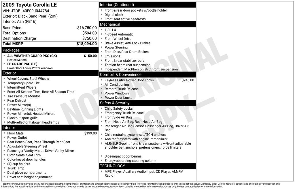 toyota corolla 2009 JTDBL40E09J044784 image toyota corolla 2009 JTDBL40E09J044784 image