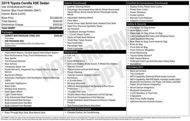 toyota corolla 2019 5YFBURHEXKP914881 image toyota corolla 2019 5YFBURHEXKP914881 image
