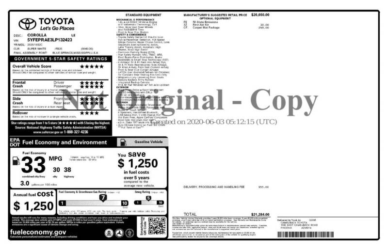 toyota corolla 2020 5YFEPRAE3LP132423 image toyota corolla 2020 5YFEPRAE3LP132423 image