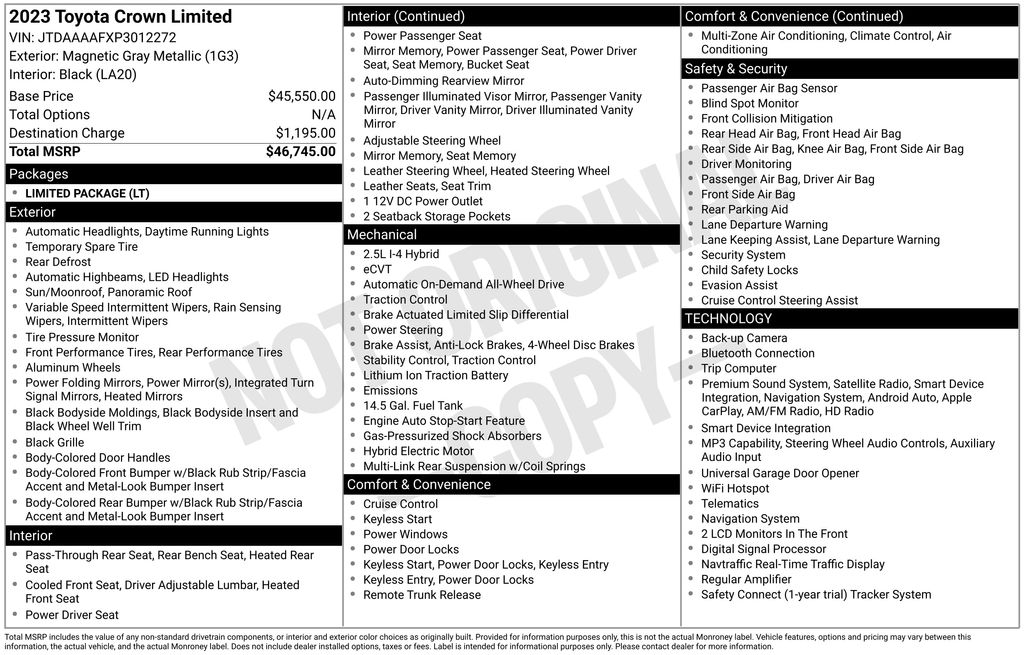 toyota crown 2023 JTDAAAAFXP3012272 image toyota crown 2023 JTDAAAAFXP3012272 image