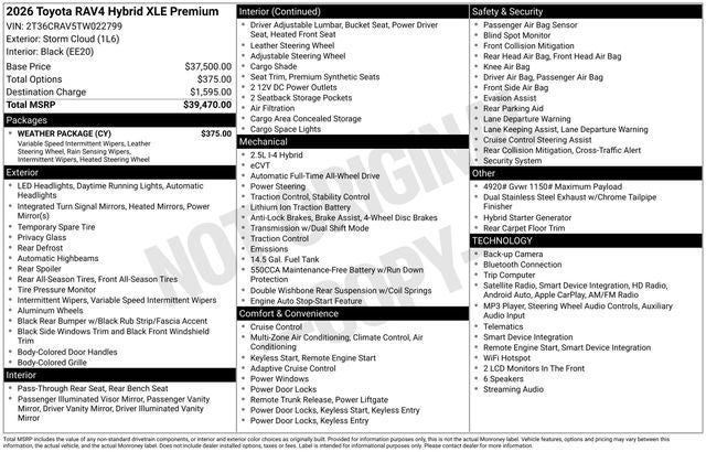 toyota rav4 2026 2T36CRAV5TW022799 image toyota rav4 2026 2T36CRAV5TW022799 image