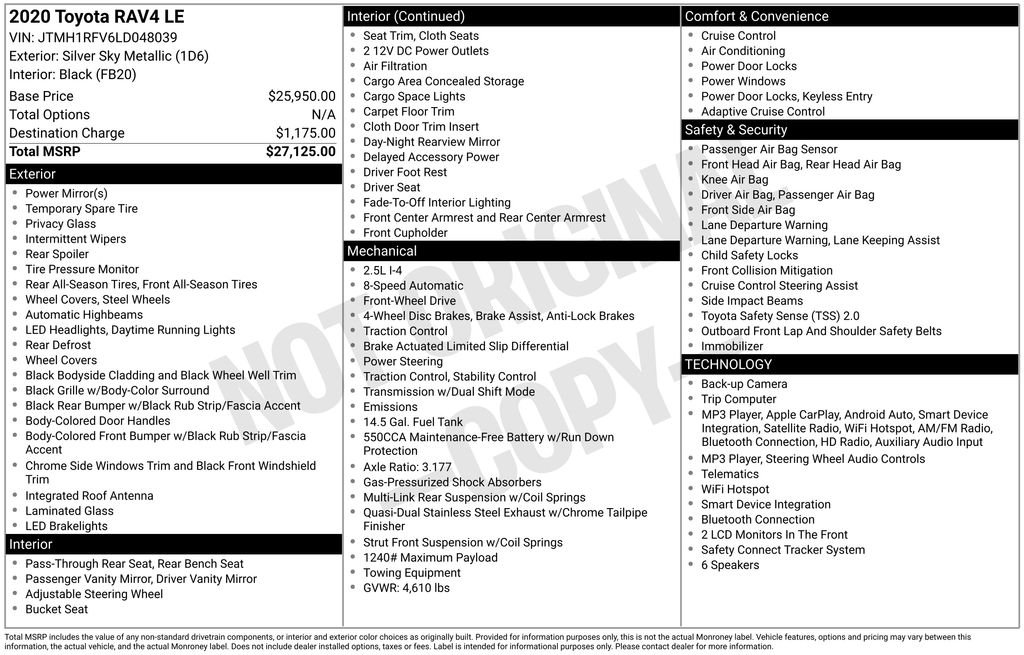 toyota rav4 2020 JTMH1RFV6LD048039 image toyota rav4 2020 JTMH1RFV6LD048039 image