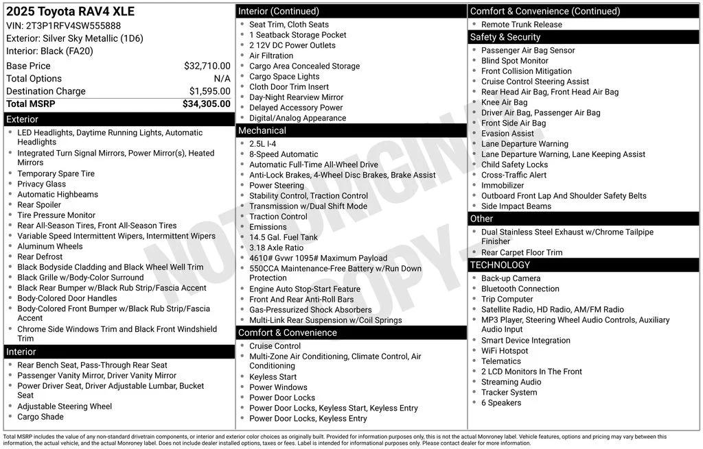 toyota rav4 2025 2T3P1RFV4SW555888 image toyota rav4 2025 2T3P1RFV4SW555888 image