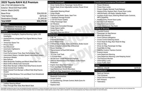 toyota rav4 2025 2T3C1RFV8SW416796 image toyota rav4 2025 2T3C1RFV8SW416796 image