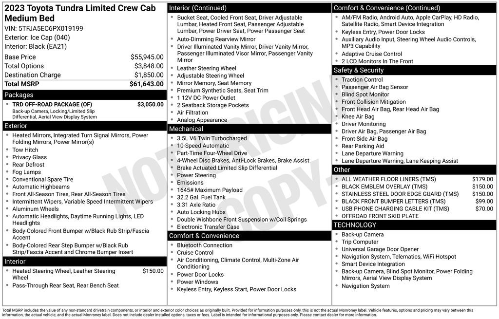 toyota tundra 2023 5TFJA5EC6PX019199 image toyota tundra 2023 5TFJA5EC6PX019199 image