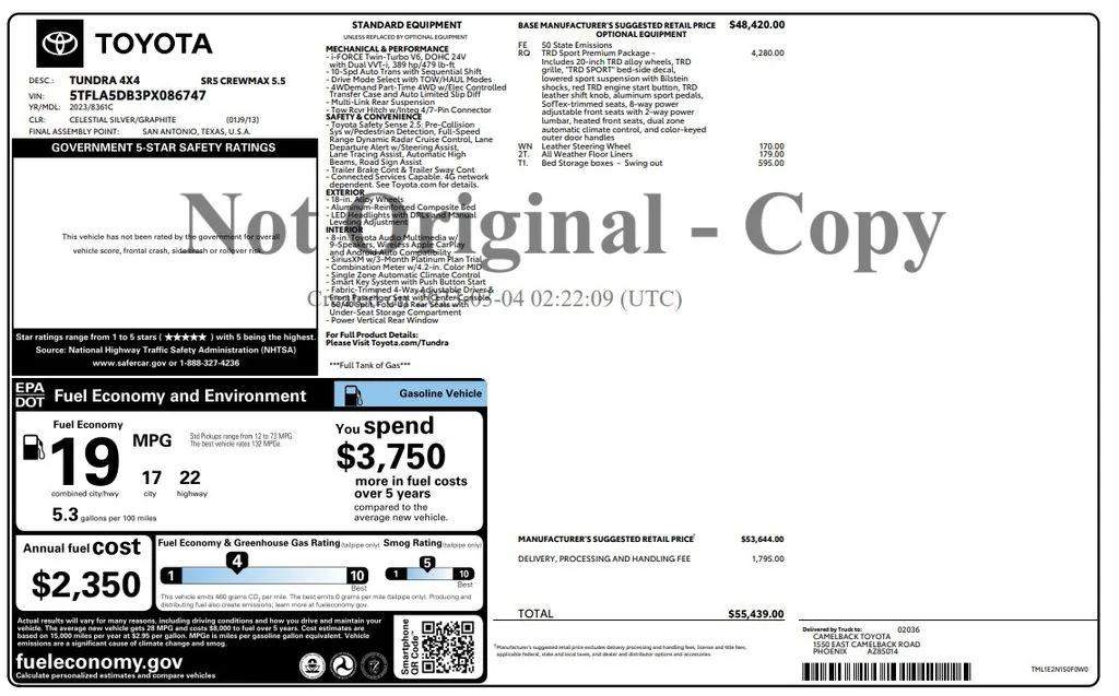 toyota tundra 2023 5TFLA5DB3PX086747 image toyota tundra 2023 5TFLA5DB3PX086747 image