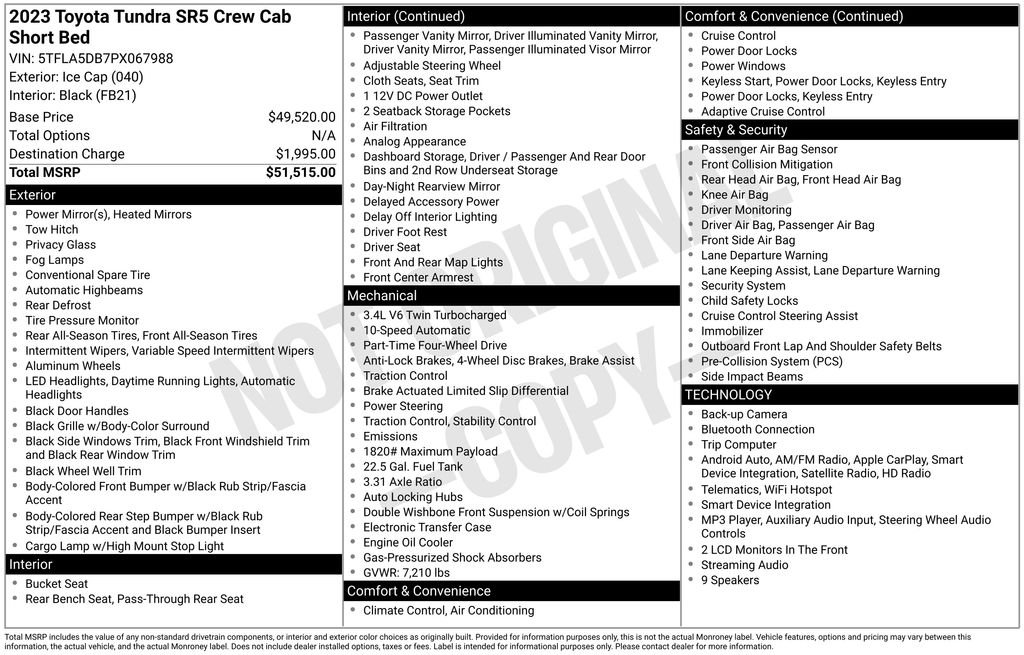 toyota tundra 2023 5TFLA5DB7PX067988 image toyota tundra 2023 5TFLA5DB7PX067988 image