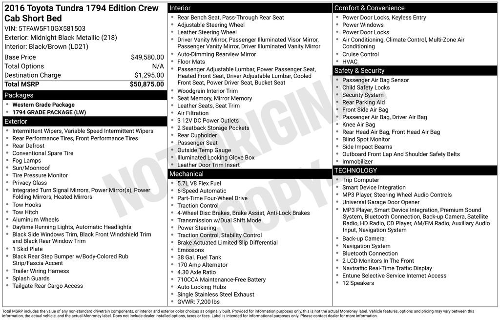 toyota tundra 2016 5TFAW5F10GX581503 image toyota tundra 2016 5TFAW5F10GX581503 image