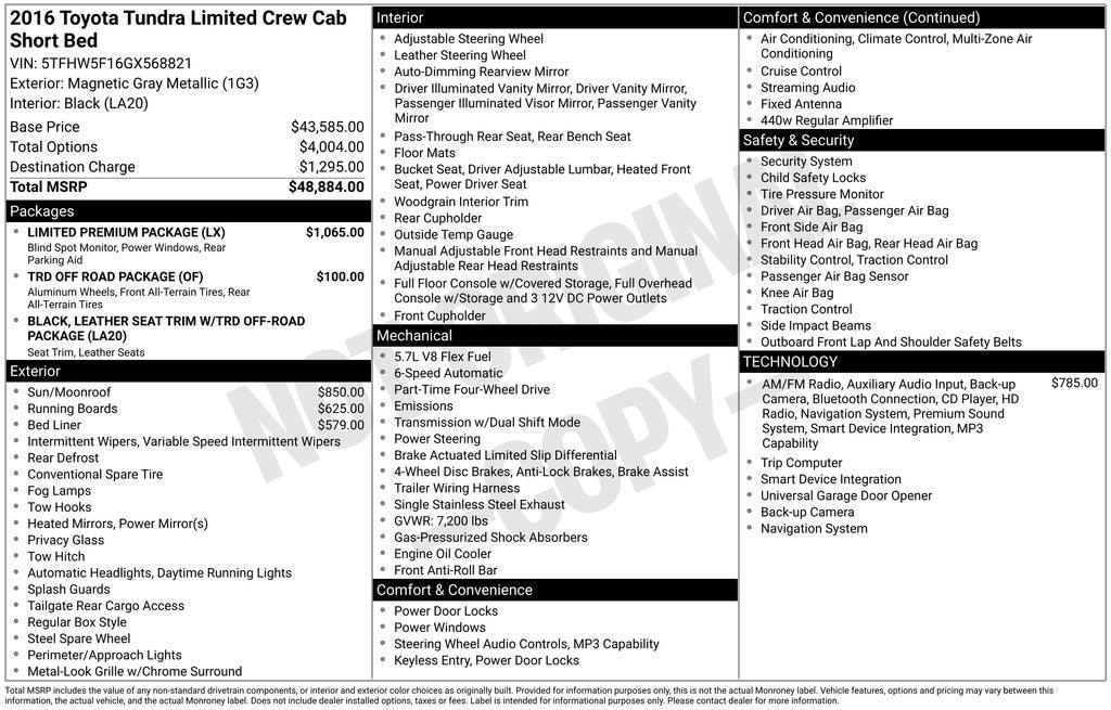 toyota tundra 2016 5TFHW5F16GX568821 image toyota tundra 2016 5TFHW5F16GX568821 image
