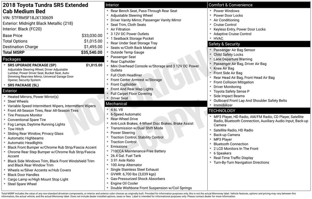toyota tundra 2018 5TFRM5F18JX130609 image toyota tundra 2018 5TFRM5F18JX130609 image