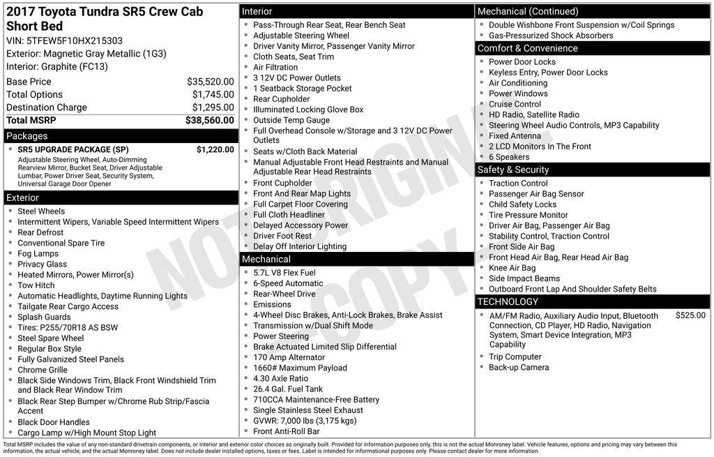 toyota tundra 2017 5TFEW5F10HX215303 image toyota tundra 2017 5TFEW5F10HX215303 image