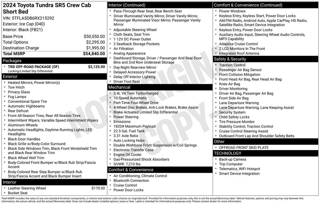 toyota tundra 2024 5TFLA5DB6RX215292 image toyota tundra 2024 5TFLA5DB6RX215292 image