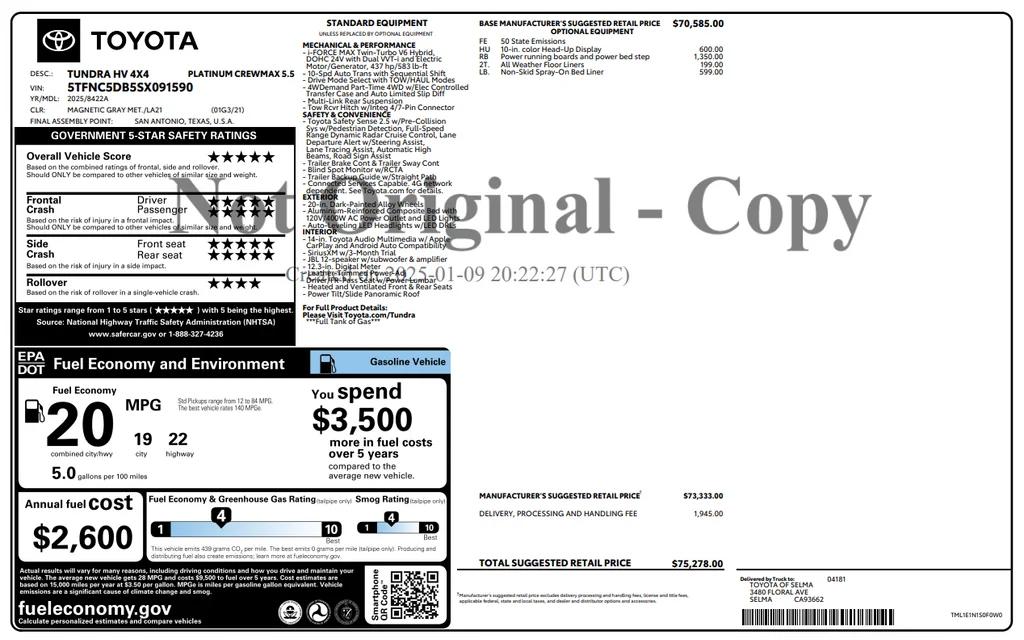 toyota tundra 2025 5TFNC5DB5SX091590 image toyota tundra 2025 5TFNC5DB5SX091590 image