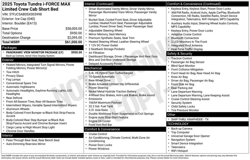 toyota tundra 2025 5TFJC5AB0SX003998 image toyota tundra 2025 5TFJC5AB0SX003998 image