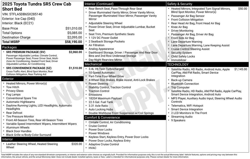toyota tundra 2025 5TFLA5DB6SX285140 image toyota tundra 2025 5TFLA5DB6SX285140 image