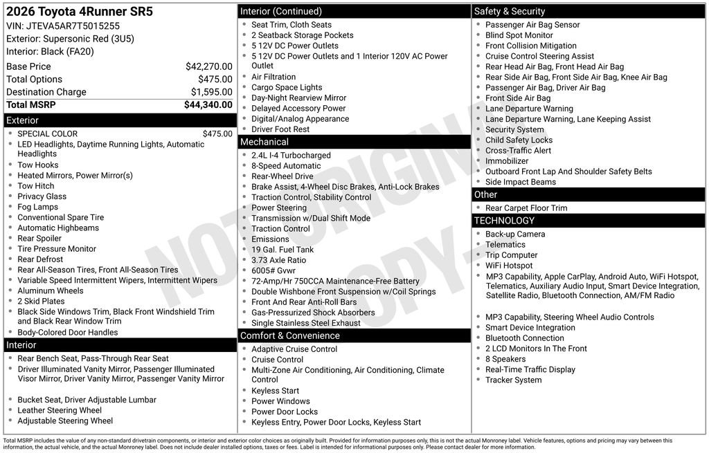 toyota 4runner 2026 JTEVA5AR7T5015255 image toyota 4runner 2026 JTEVA5AR7T5015255 image