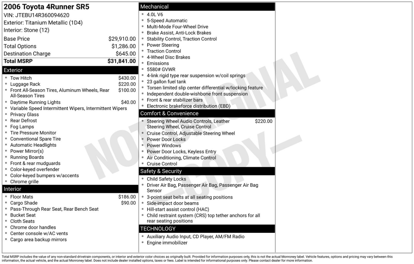 toyota 4runner 2006 JTEBU14R360094620 image toyota 4runner 2006 JTEBU14R360094620 image