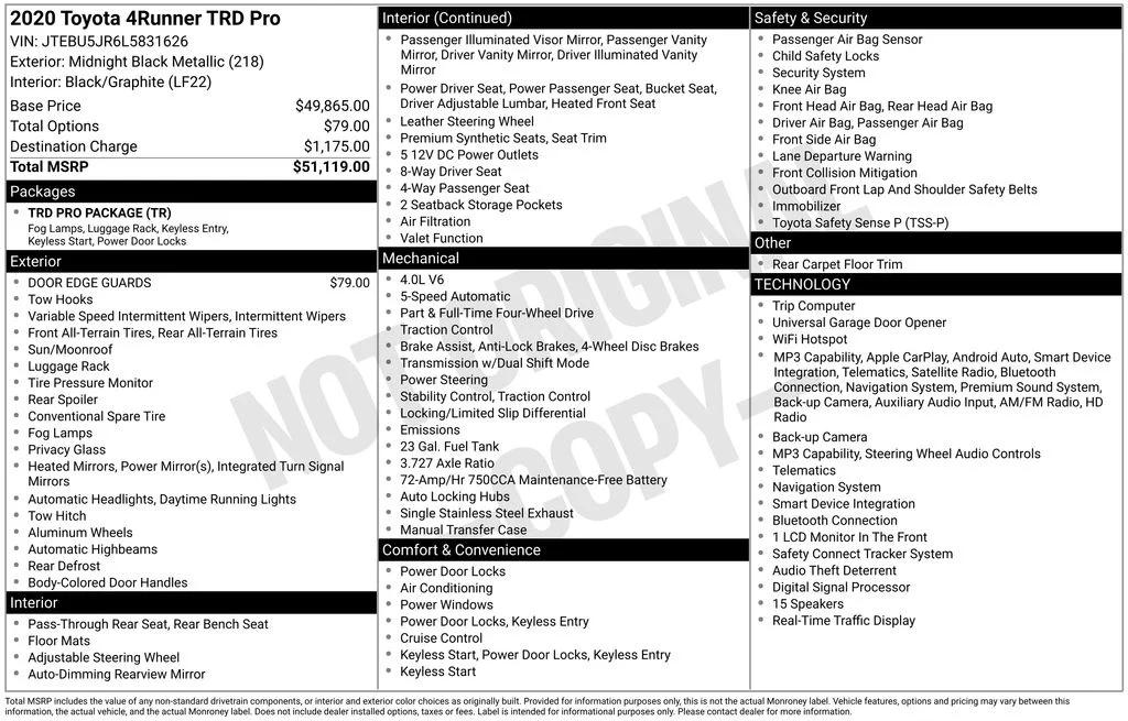 toyota 4runner 2020 JTEBU5JR6L5831626 image toyota 4runner 2020 JTEBU5JR6L5831626 image