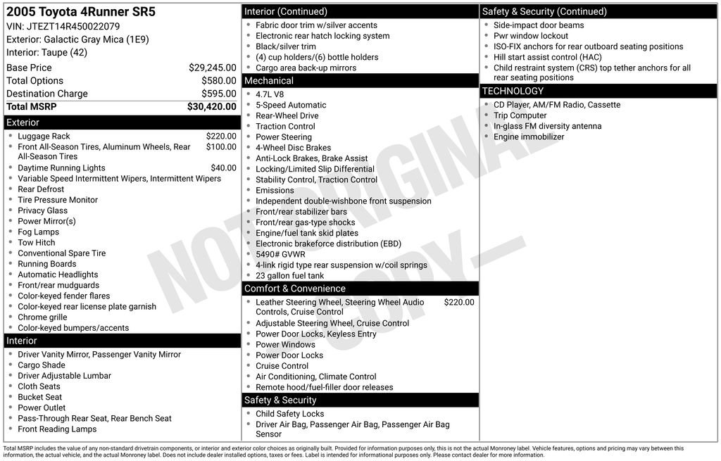 toyota 4runner 2005 JTEZT14R450022079 image toyota 4runner 2005 JTEZT14R450022079 image
