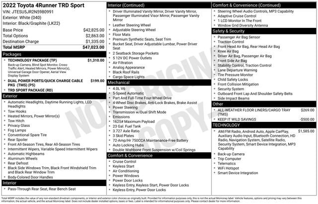 toyota 4runner 2022 JTESU5JR2N5980991 image toyota 4runner 2022 JTESU5JR2N5980991 image
