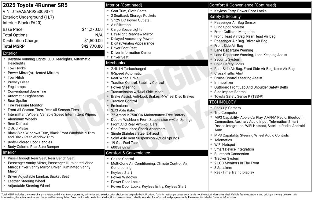 toyota 4runner 2025 JTEVA5AR9S5009374 image toyota 4runner 2025 JTEVA5AR9S5009374 image