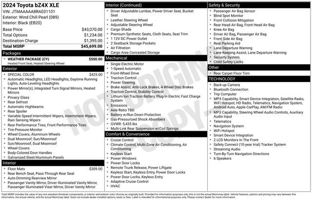 toyota bz4x 2024 JTMAAAAA8RA031101 image