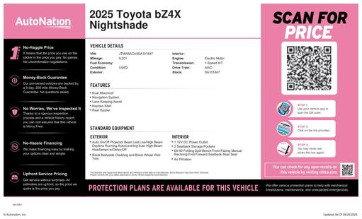 toyota bz4x 2025 JTMABACA5SA101847 image toyota bz4x 2025 JTMABACA5SA101847 image
