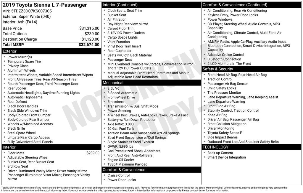 toyota sienna 2019 5TDZZ3DC7KS007305 image toyota sienna 2019 5TDZZ3DC7KS007305 image