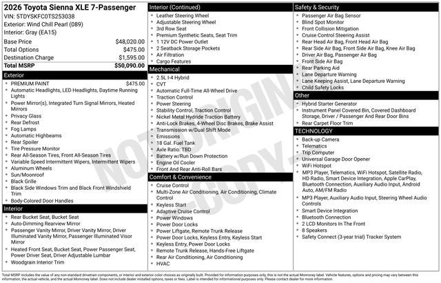 toyota sienna 2026 5TDYSKFC0TS253038 image toyota sienna 2026 5TDYSKFC0TS253038 image