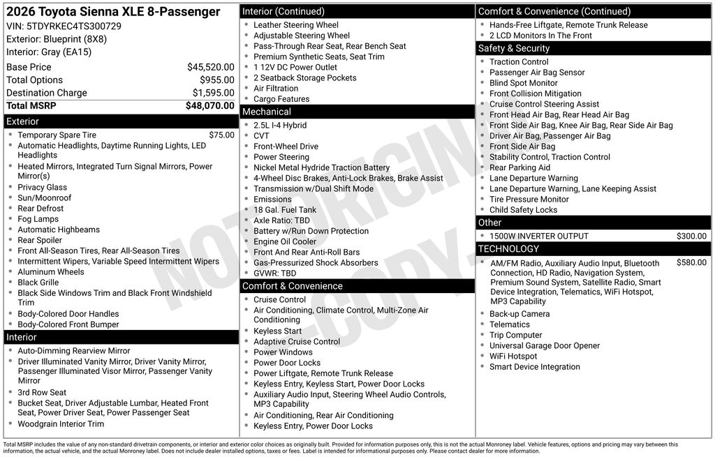 toyota sienna 2026 5TDYRKEC4TS300729 image toyota sienna 2026 5TDYRKEC4TS300729 image