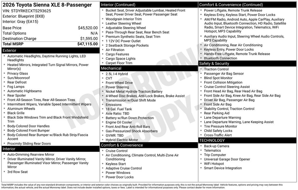 toyota sienna 2026 5TDYRKECXTS293625 image toyota sienna 2026 5TDYRKECXTS293625 image