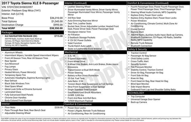 toyota sienna 2017 5TDYZ3DC3HS832097 image toyota sienna 2017 5TDYZ3DC3HS832097 image