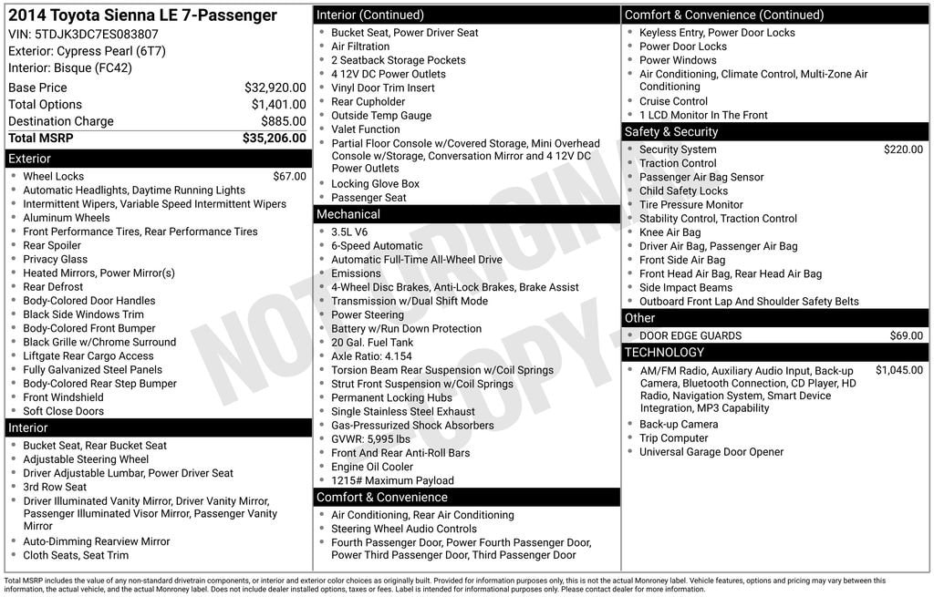 toyota sienna 2014 5TDJK3DC7ES083807 image toyota sienna 2014 5TDJK3DC7ES083807 image