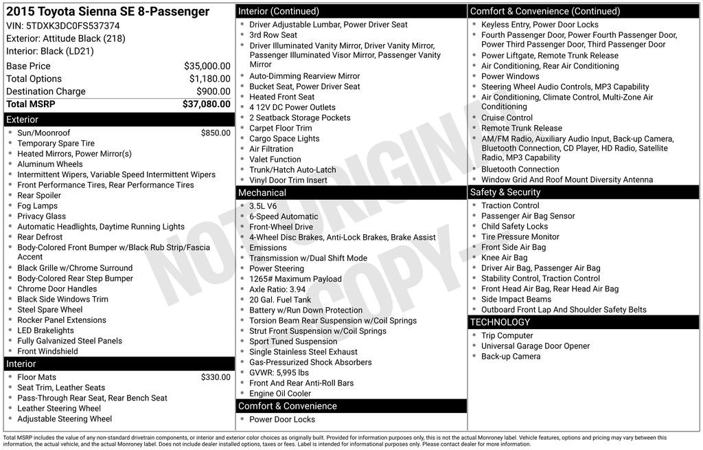 toyota sienna 2015 5TDXK3DC0FS537374 image toyota sienna 2015 5TDXK3DC0FS537374 image