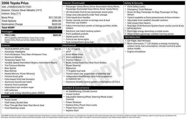 toyota prius 2006 JTDKB22U367517551 image toyota prius 2006 JTDKB22U367517551 image