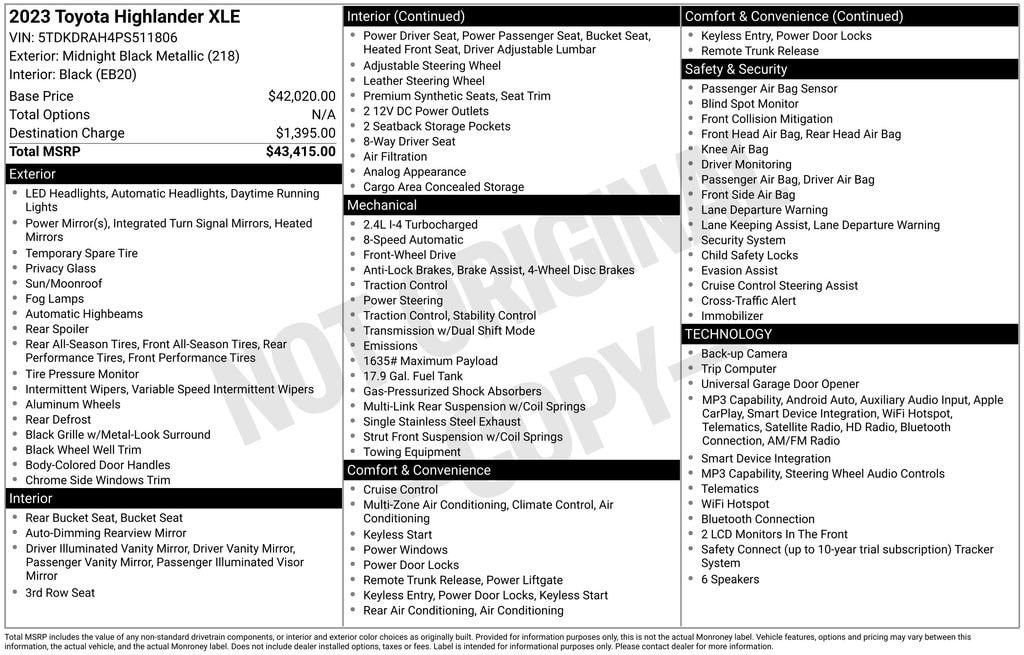 toyota highlander 2023 5TDKDRAH4PS511806 image toyota highlander 2023 5TDKDRAH4PS511806 image