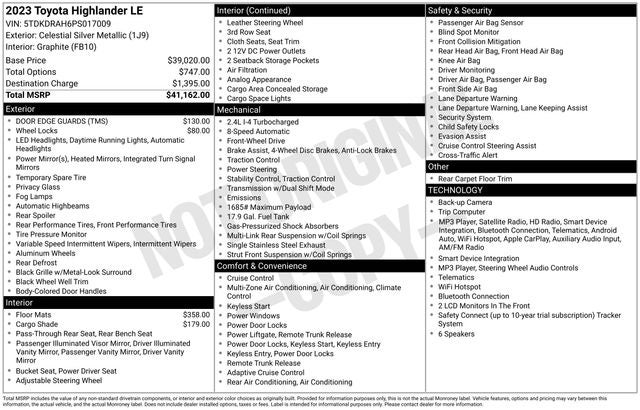 toyota highlander 2023 5TDKDRAH6PS017009 image toyota highlander 2023 5TDKDRAH6PS017009 image