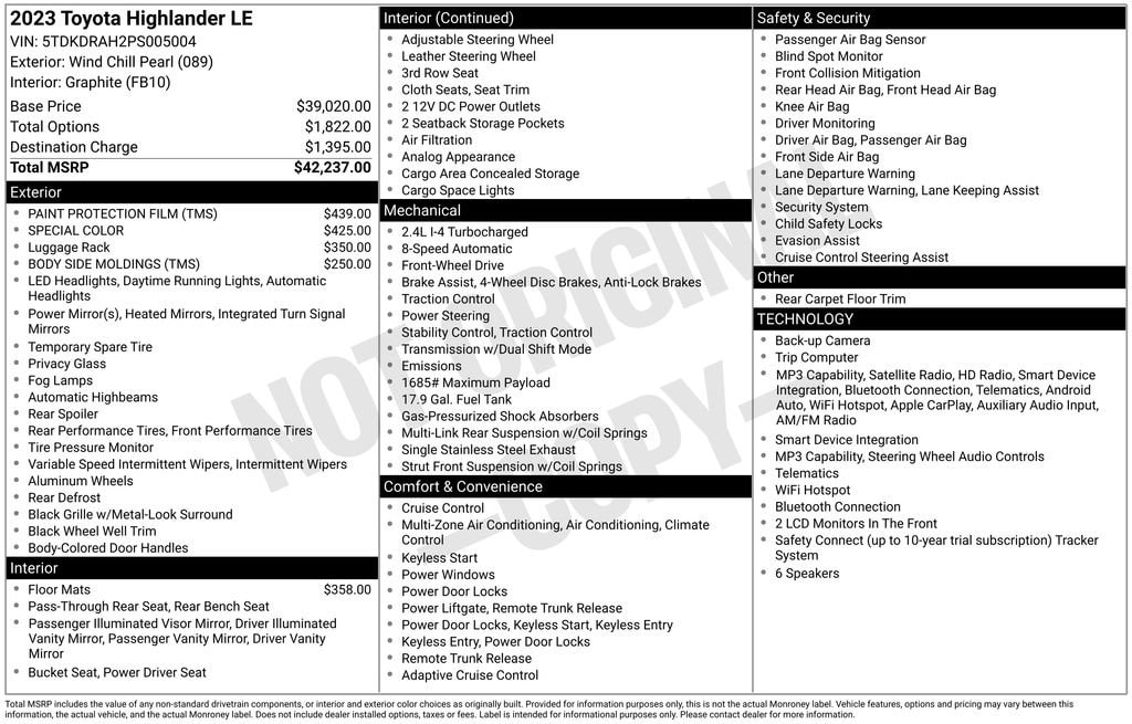 toyota highlander 2023 5TDKDRAH2PS005004 image toyota highlander 2023 5TDKDRAH2PS005004 image